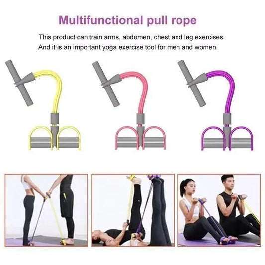 پیٹ کی چربی کم کرنے کے لیےFoot Pedal Resistance Band Elastic Sit-Up Pull Rope Yoga Fitness Gym - Elastic Pull Ropes Tummy Trimmer ( Random Color )