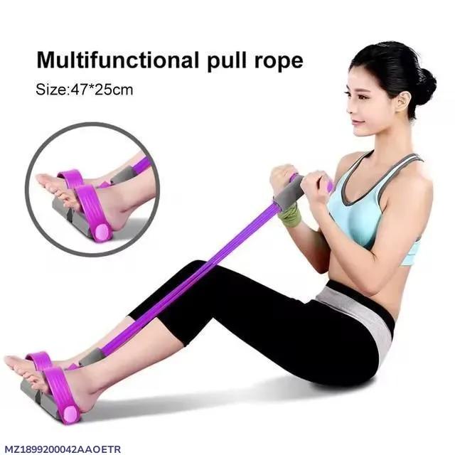 پیٹ کی چربی کم کرنے کے لیےFoot Pedal Resistance Band Elastic Sit-Up Pull Rope Yoga Fitness Gym - Elastic Pull Ropes Tummy Trimmer ( Random Color )